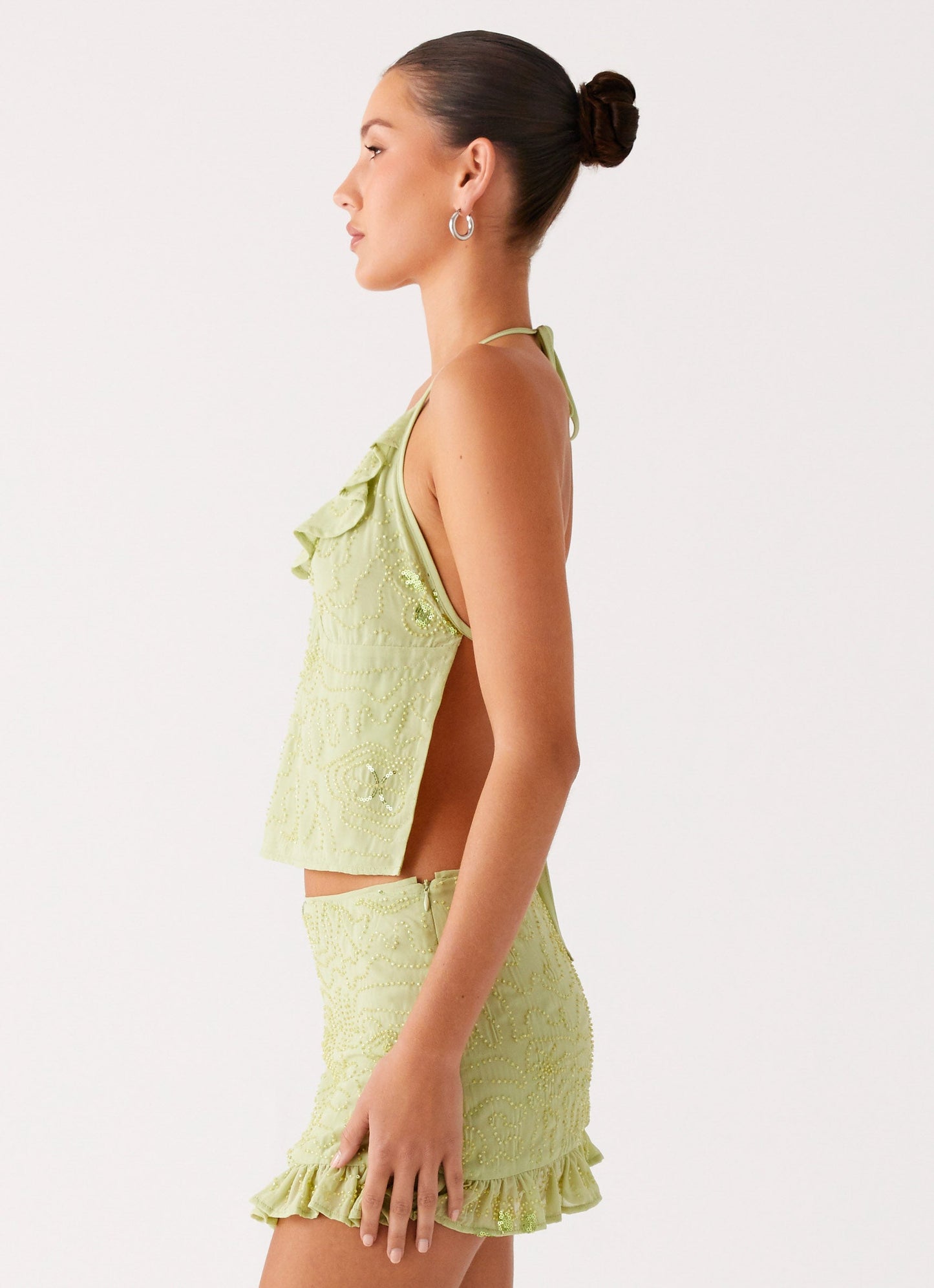 Savoir Beaded Halter Top - Mint