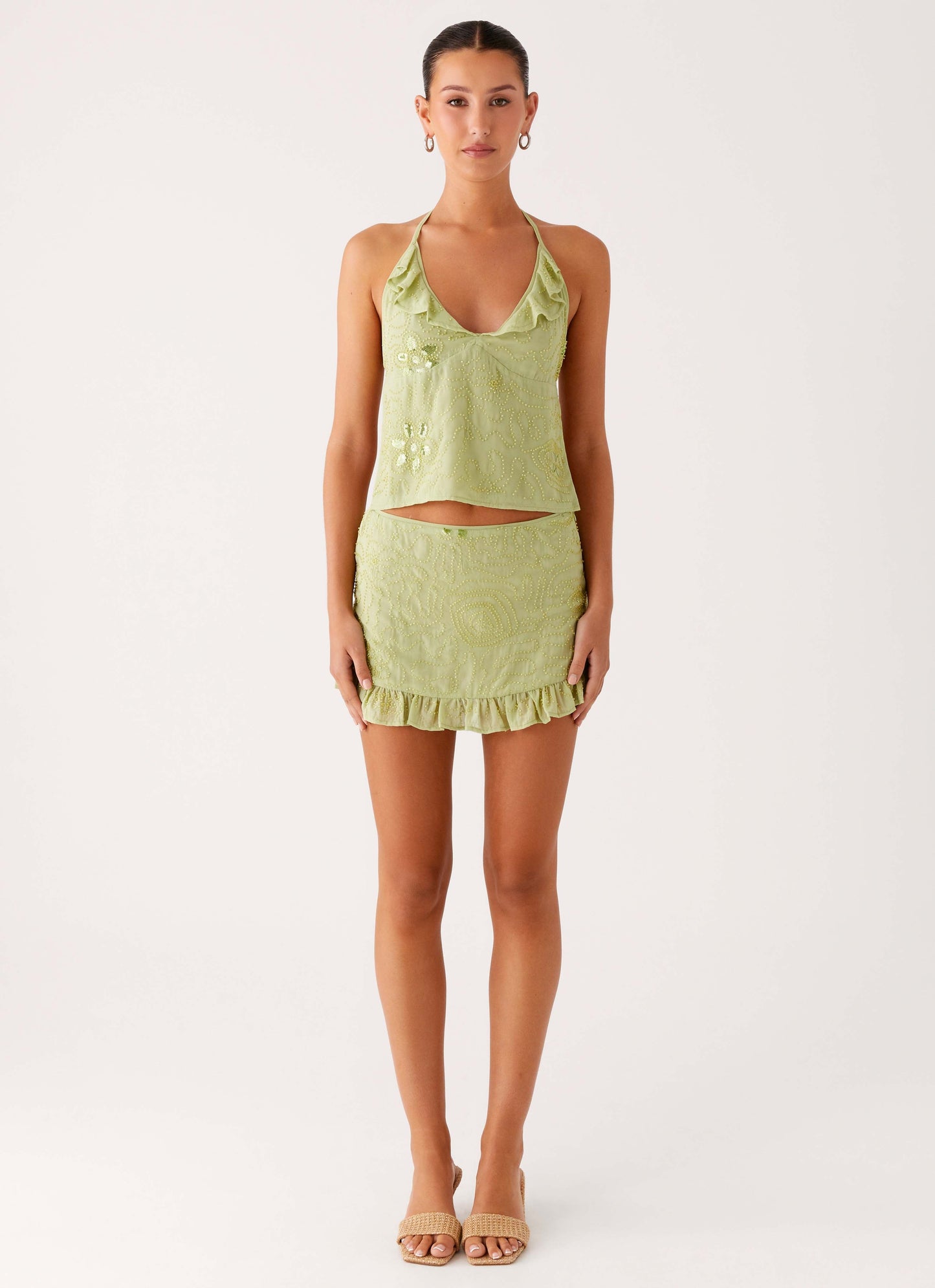 Savoir Beaded Mini Skirt - Mint