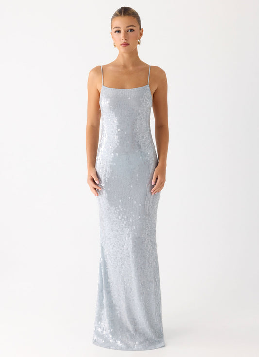 Solo Sequin Maxi Dress - Misty Blue