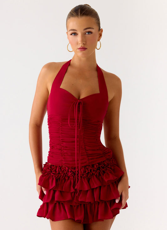 Someone Else Halter Top - Dark Cherry