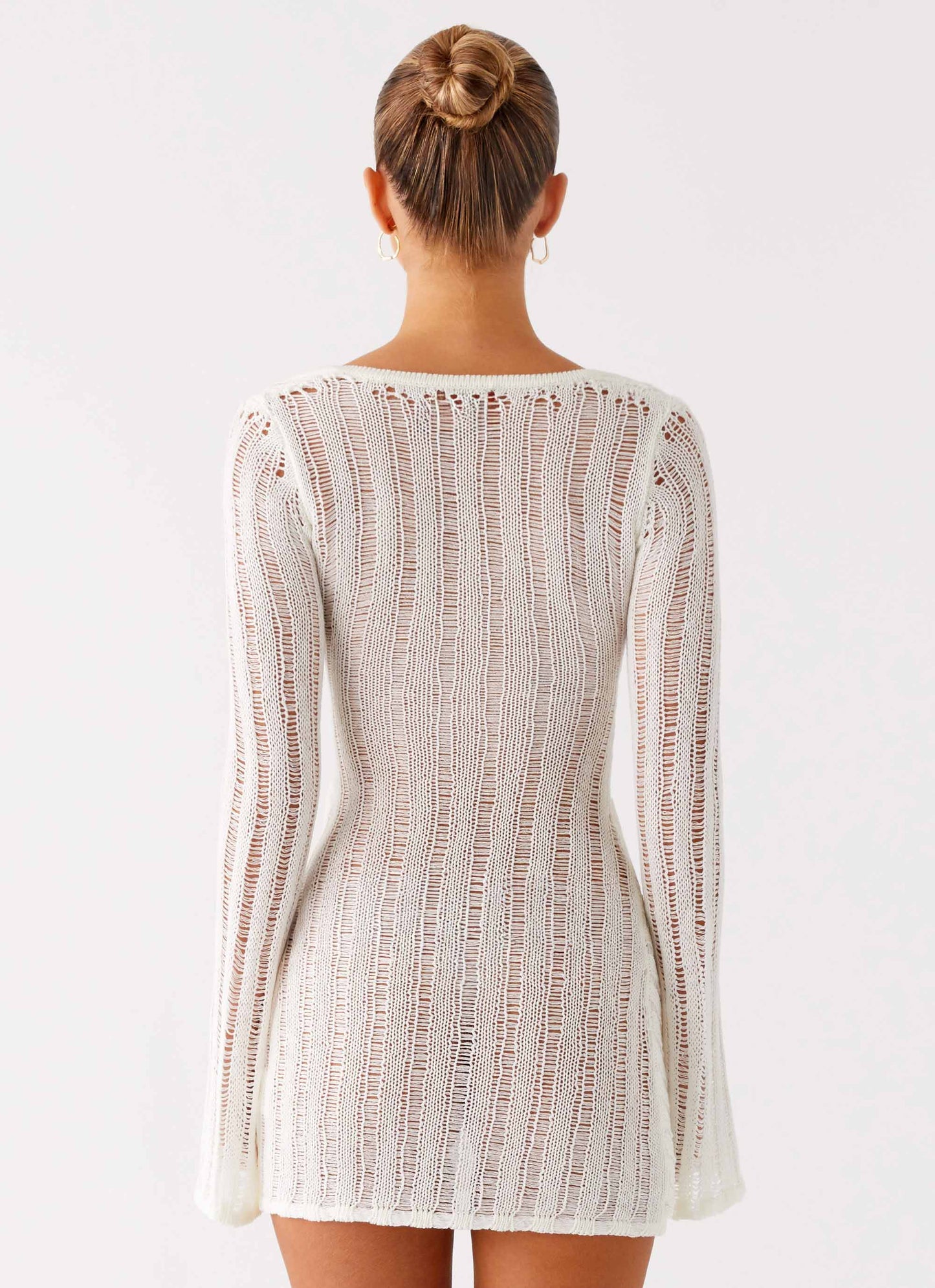 Sorelle Long Sleeve Twist Mini Dress - Ivory