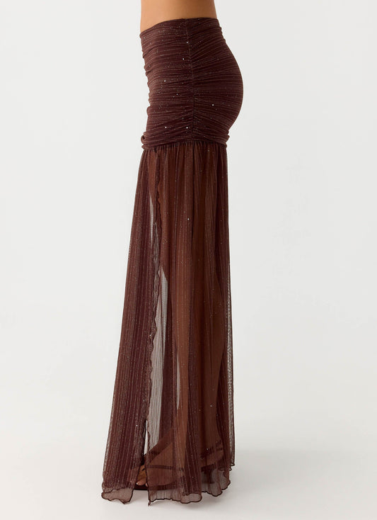 Sparkling Night Maxi Skirt - Chocolate