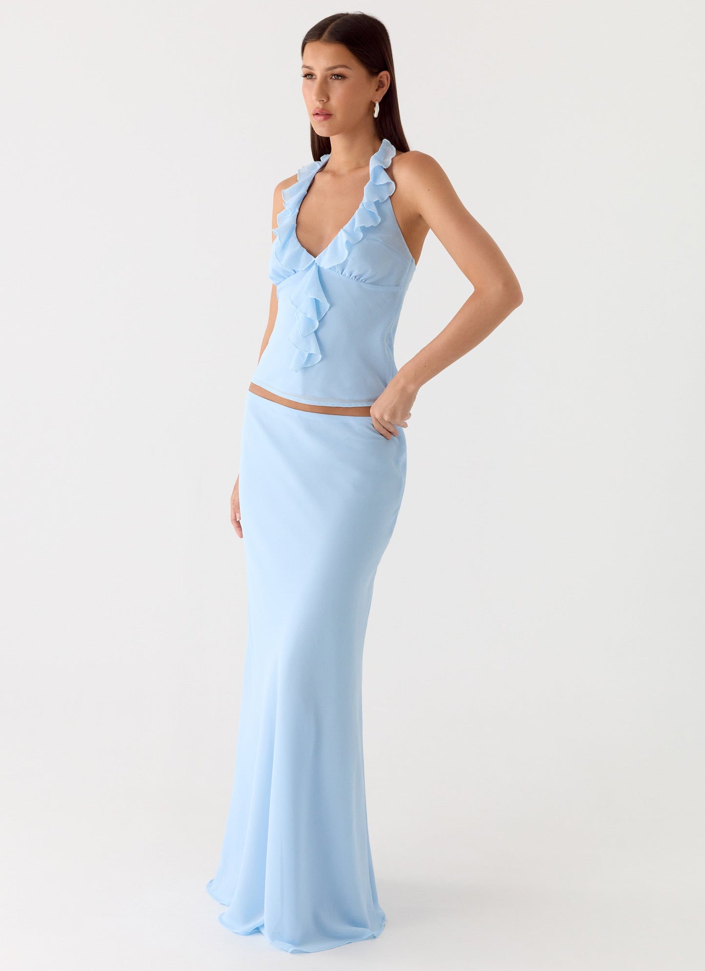 Star Girl Chiffon Maxi Skirt - Blue