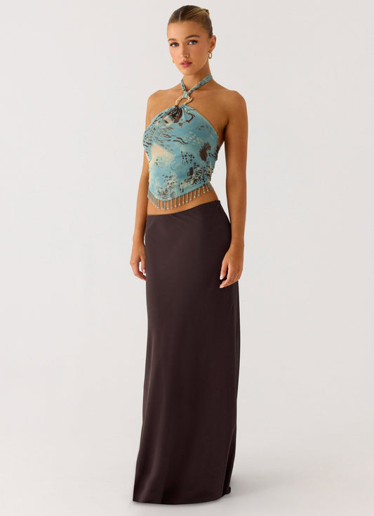 Star Girl Chiffon Maxi Skirt - Cool Chocolate