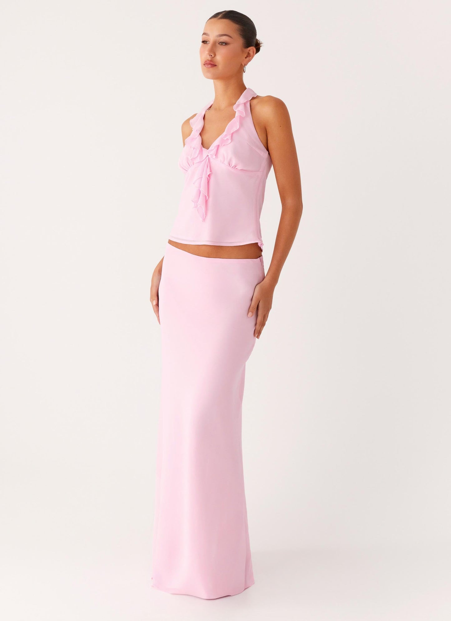 Star Girl Chiffon Maxi Skirt - Baby Pink