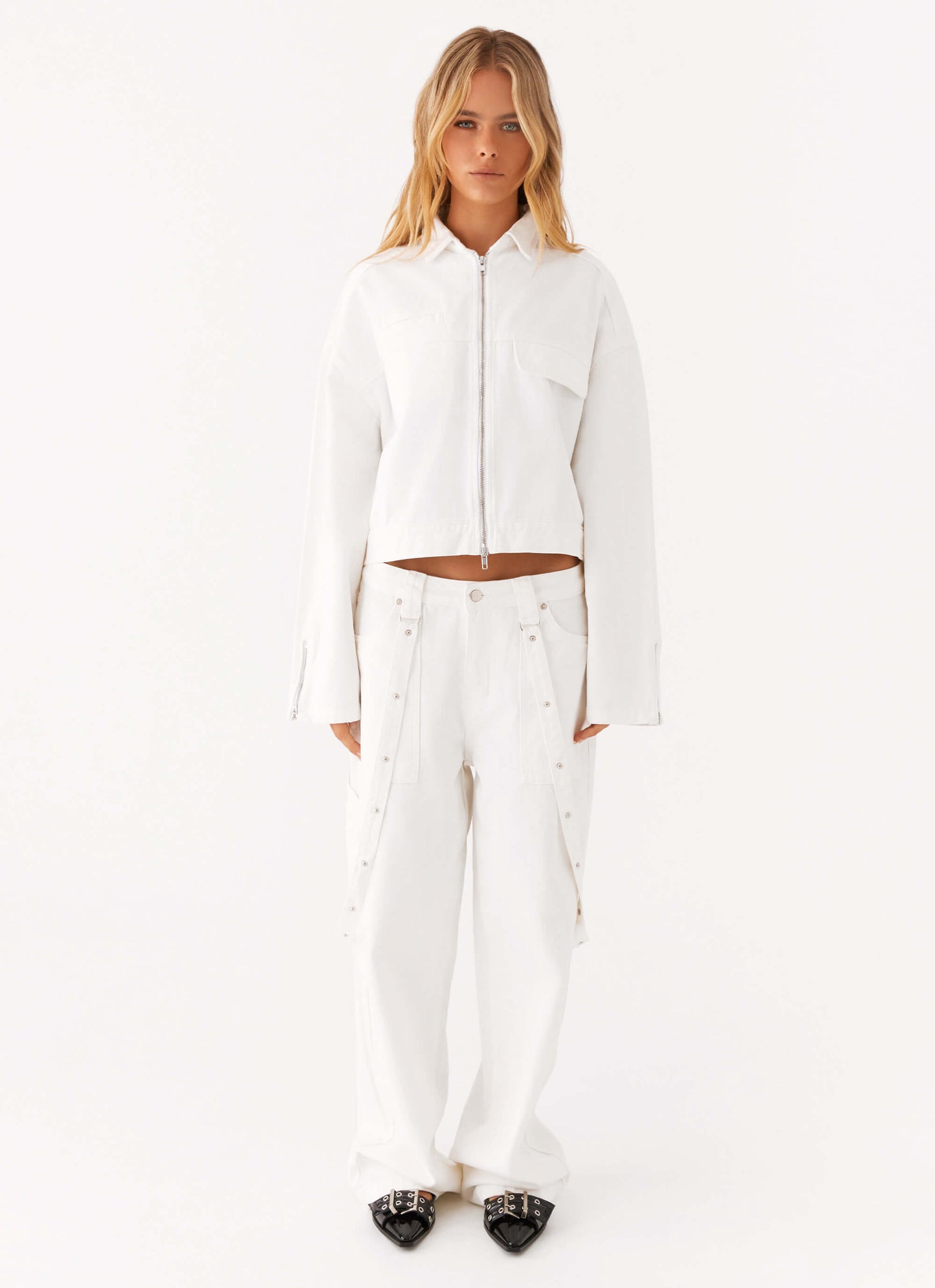 Stormy Oversized Denim Jacket - White