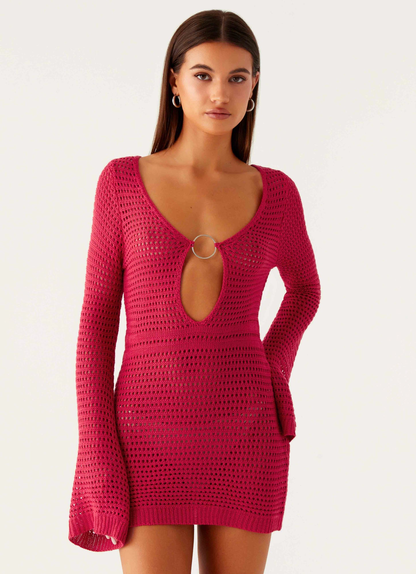 Sunriser Crochet Mini Dress - Pink