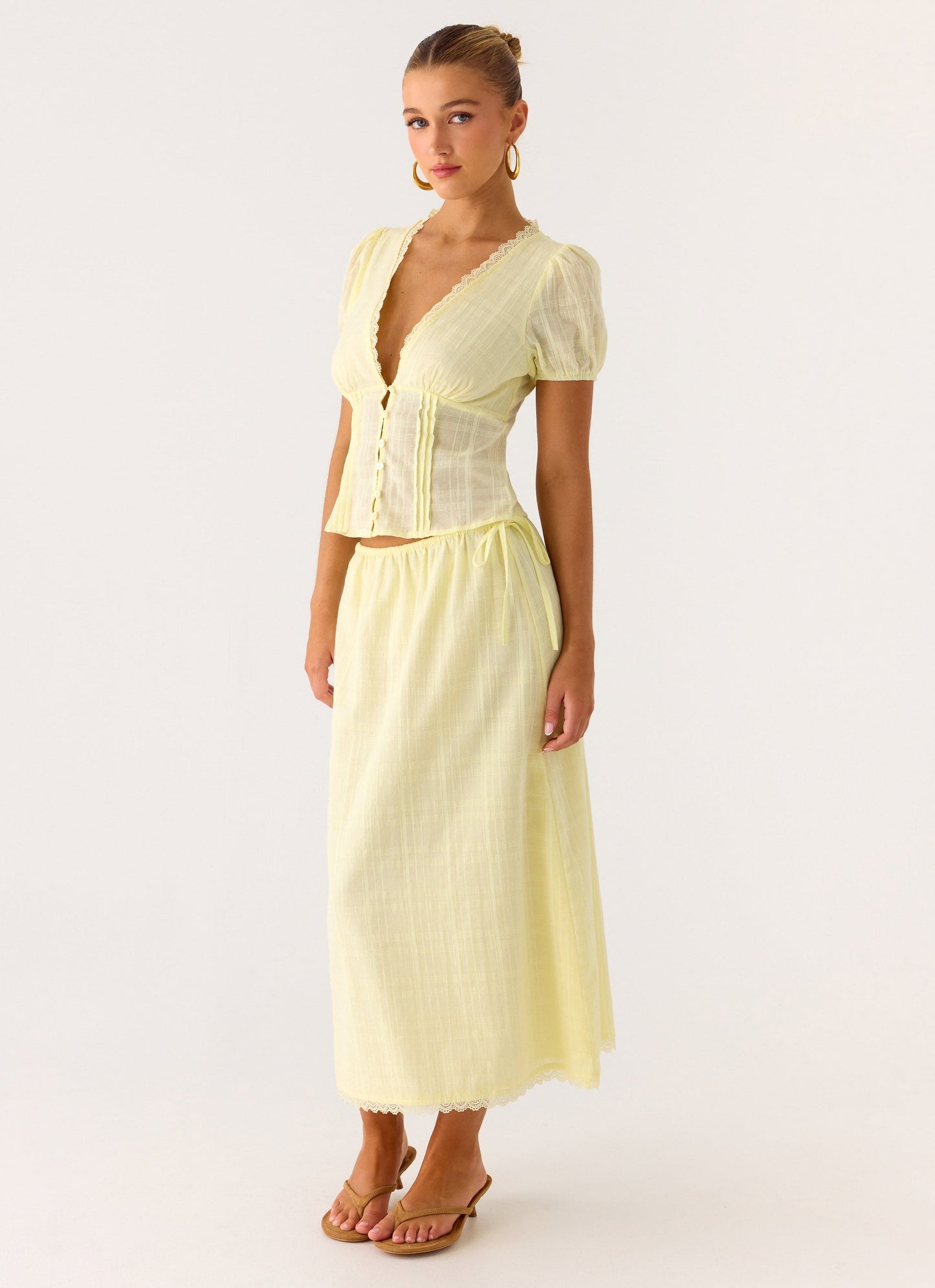 Sweet Lullaby Midi Skirt - Lemon Yellow