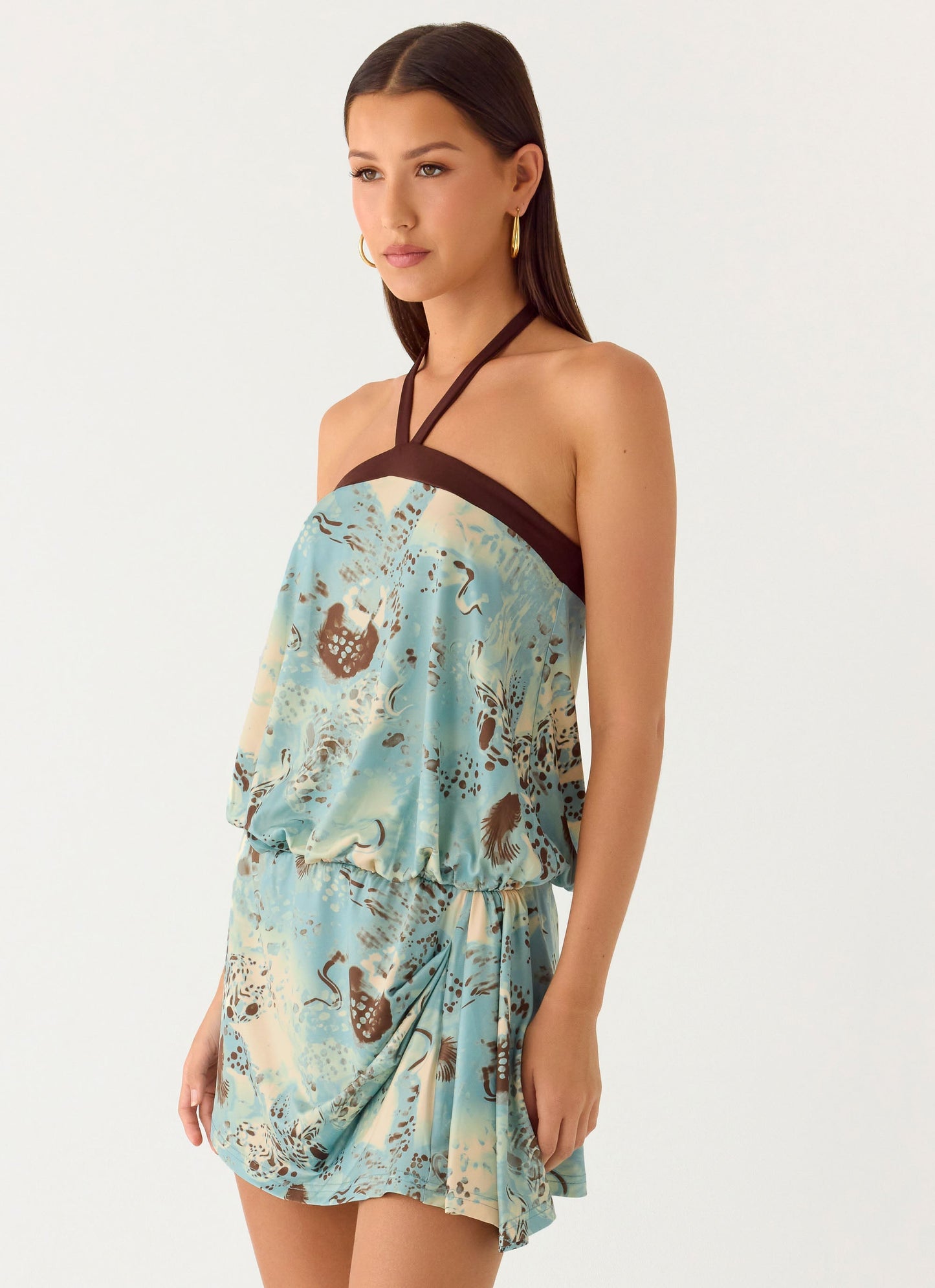 Switch Up Halter Mini Dress - Aqua Blur