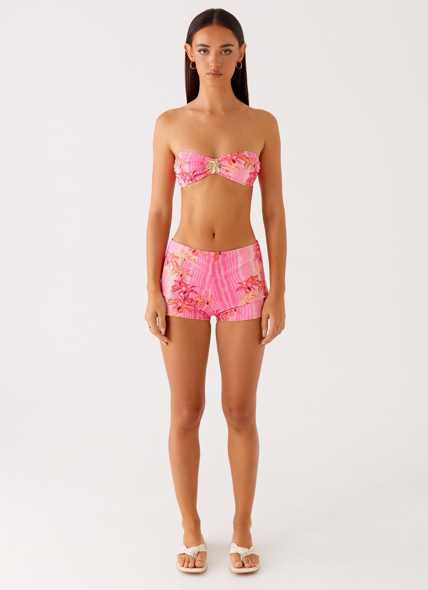 Tamra Strapless Bikini Top - Tropical Pink Print