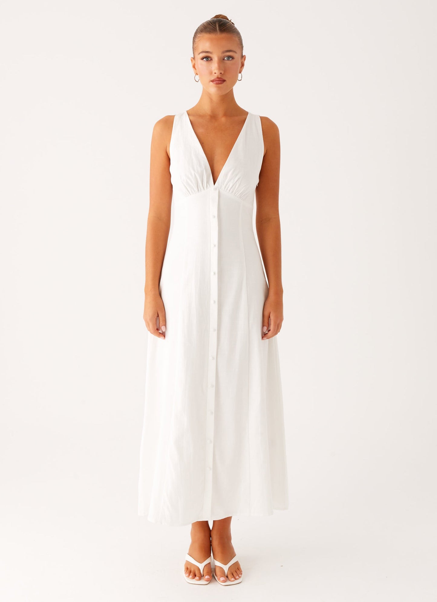 Tamsin Linen Maxi Dress - White