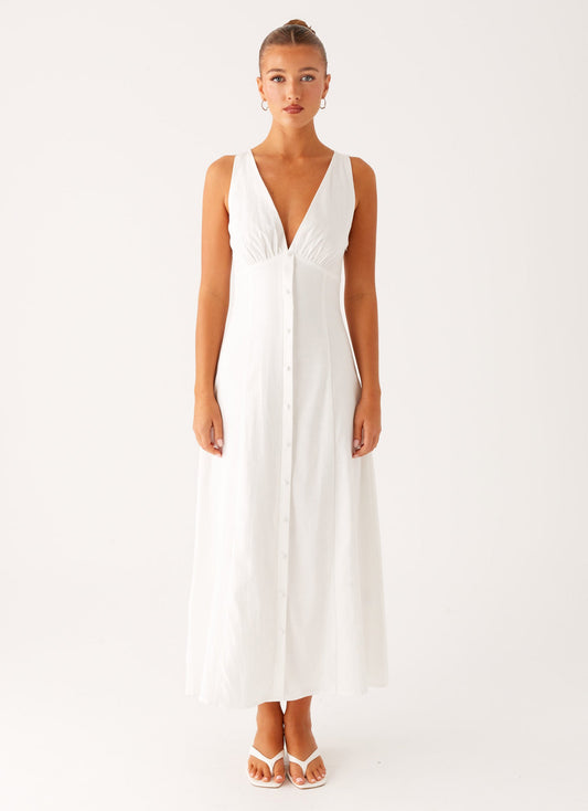 Tamsin Linen Maxi Dress - White