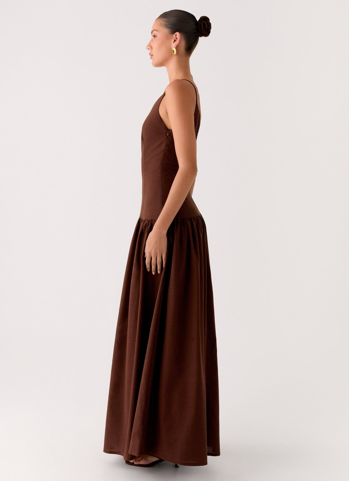 Thinking About You Linen Maxi Dress - Brown