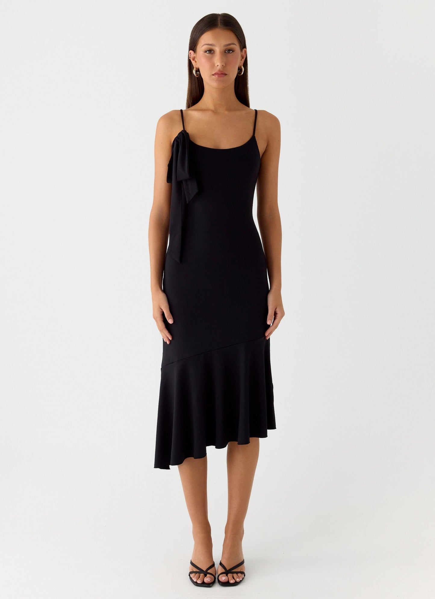 Tranquility Asymmetric Midi Dress - Black