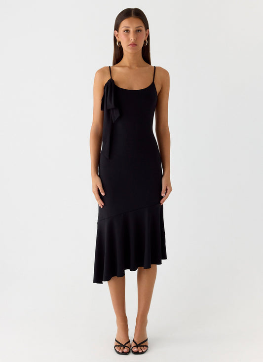 Tranquility Asymmetric Midi Dress - Black