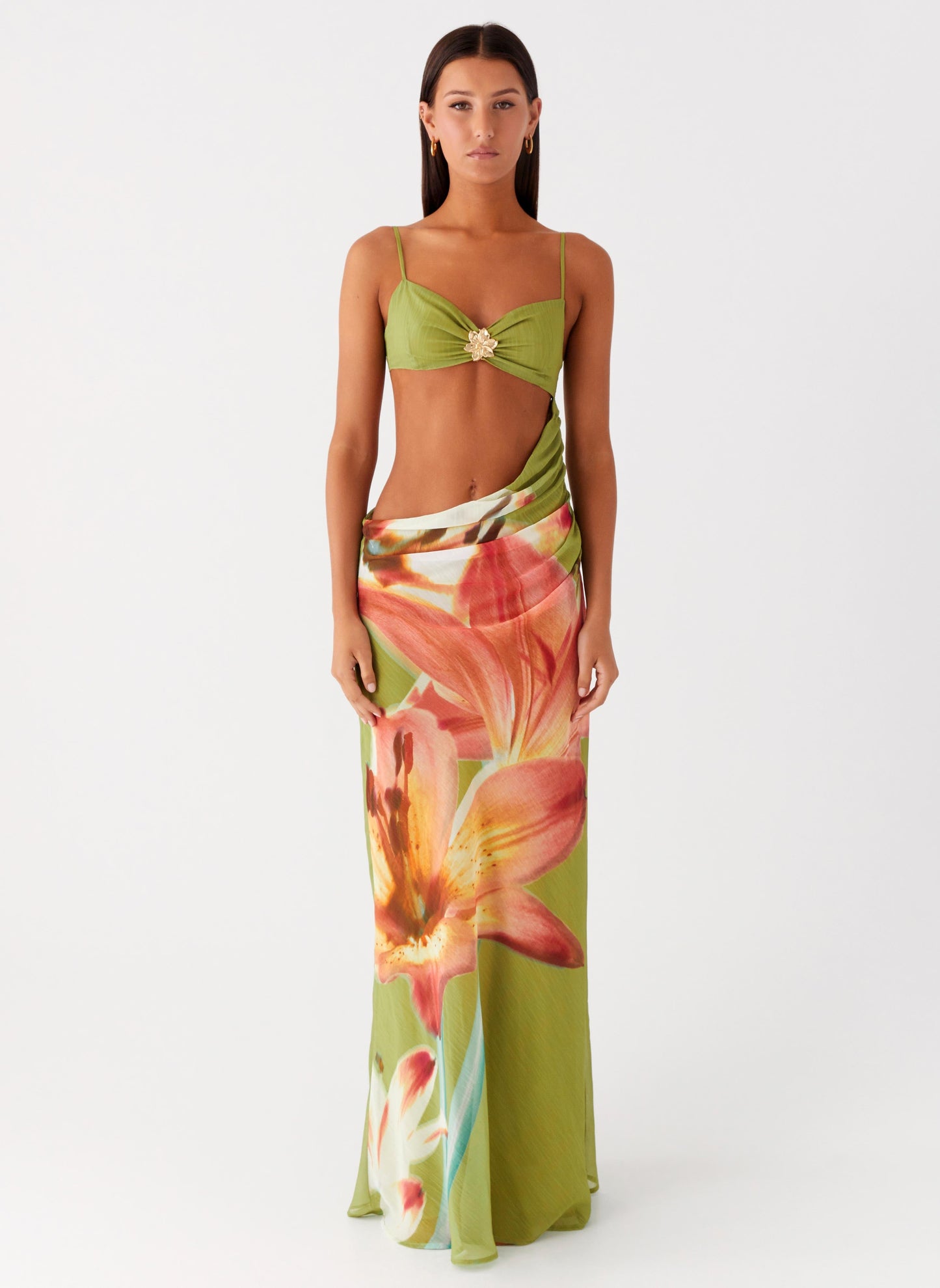 Tropic Rush Cut Out Maxi Dress - Jungle Floral