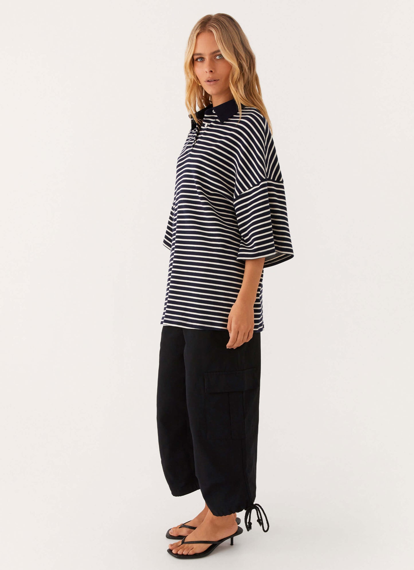 Undefeated Oversized Polo Top - Stripe