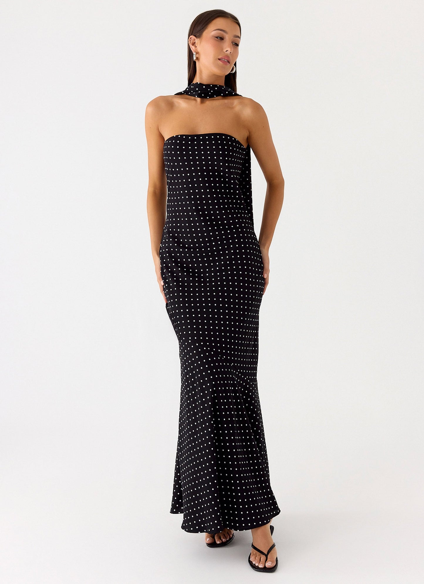 Under The Pagoda Maxi Dress - Black Polkadot