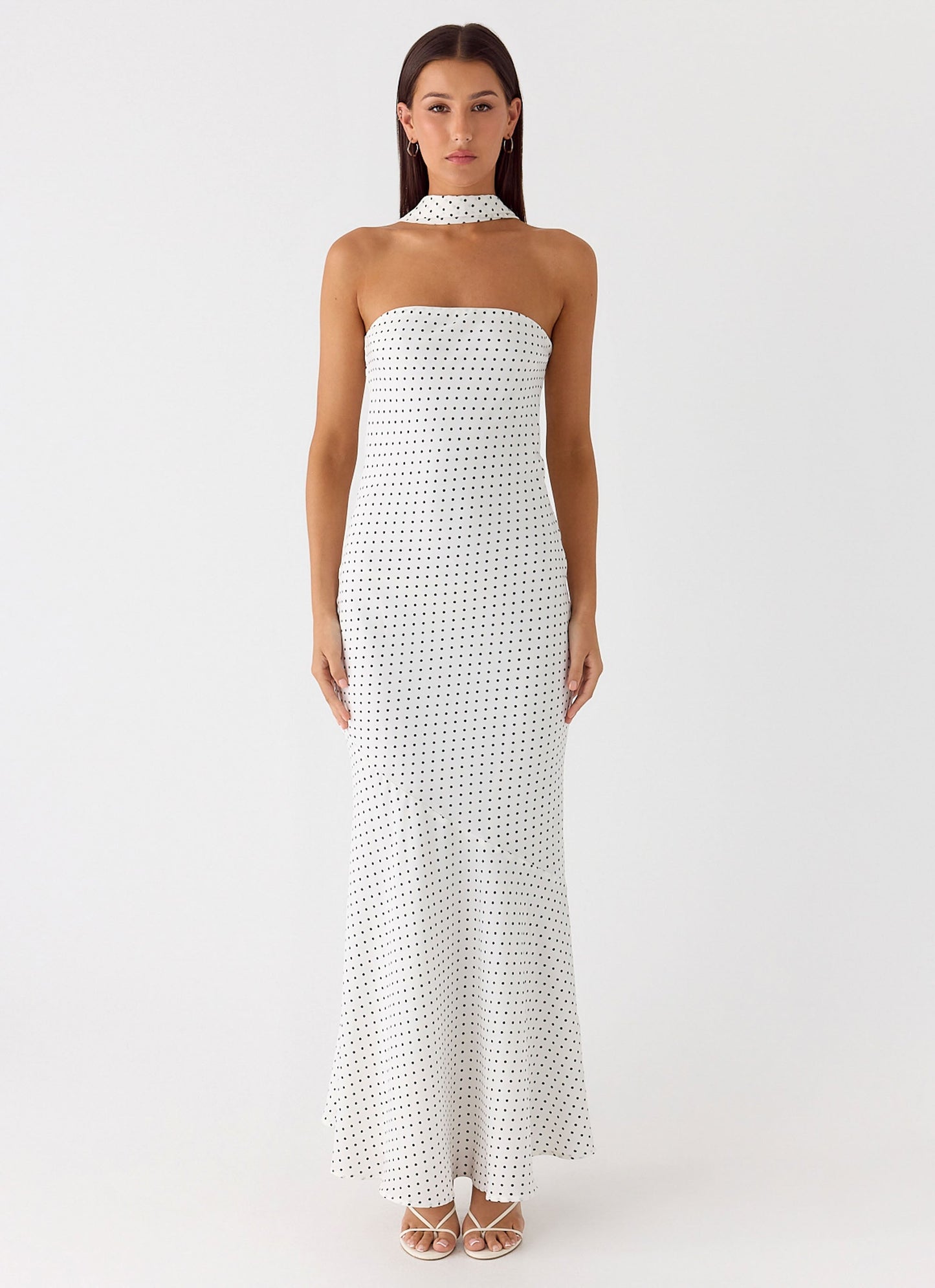 Under The Pagoda Maxi Dress - White Polkadot
