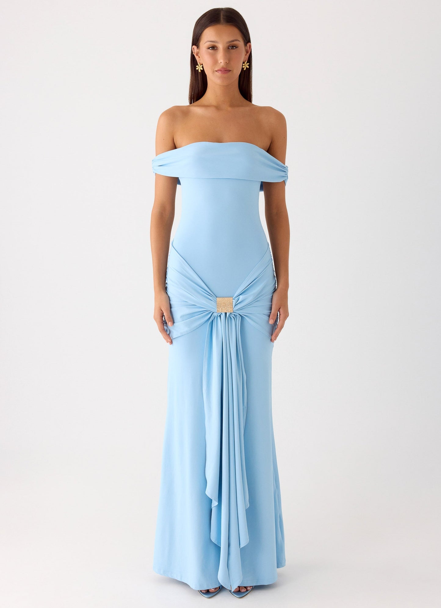 Vee Bardot Maxi Dress - Blue