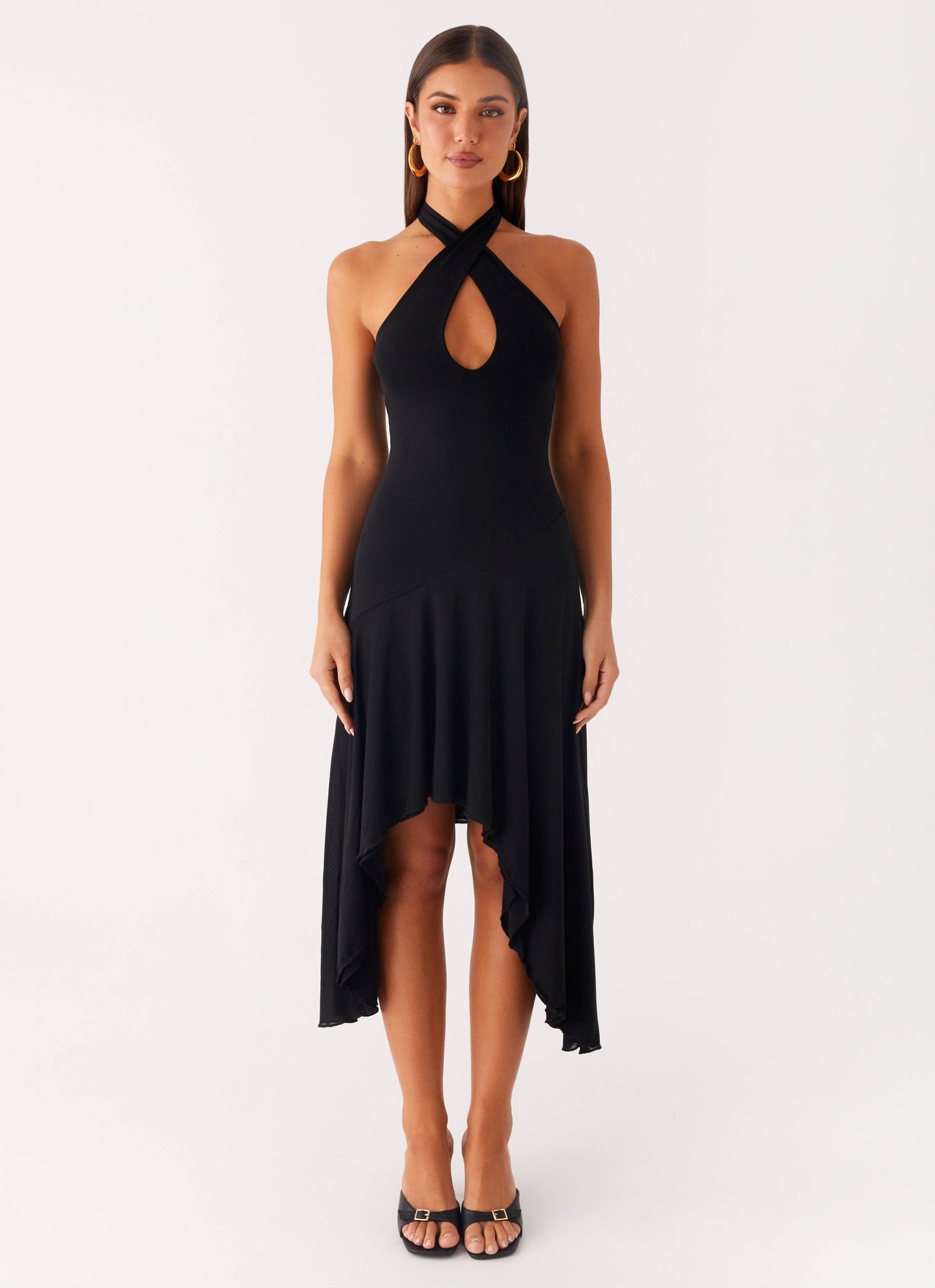 Velvet Sky Midi Dress - Black