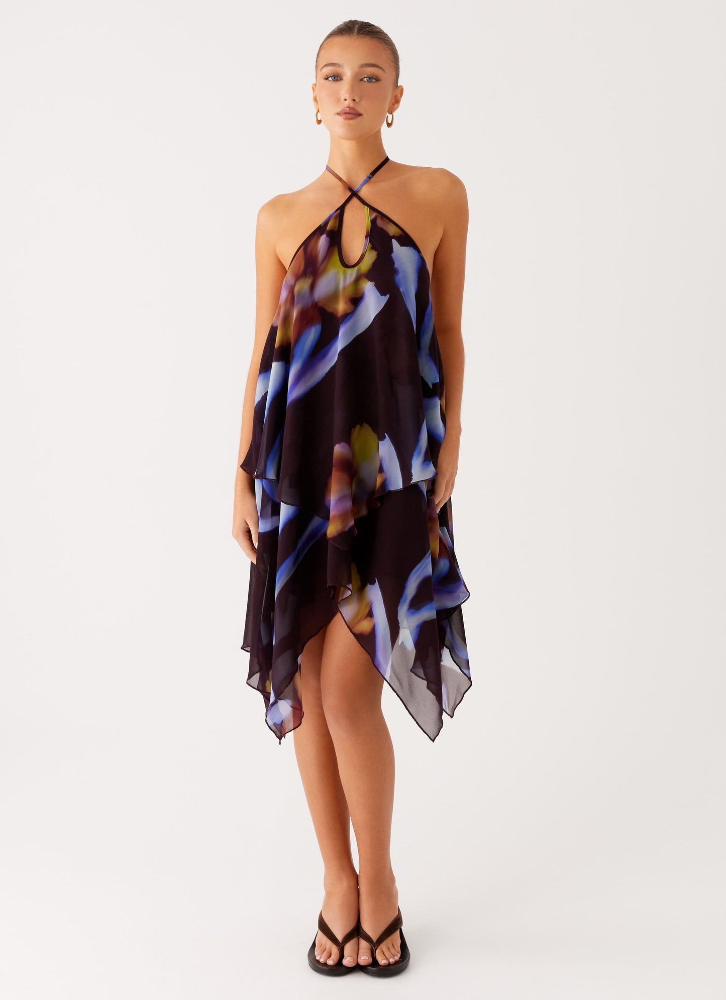 Verbena Midi Dress - Dark Floral