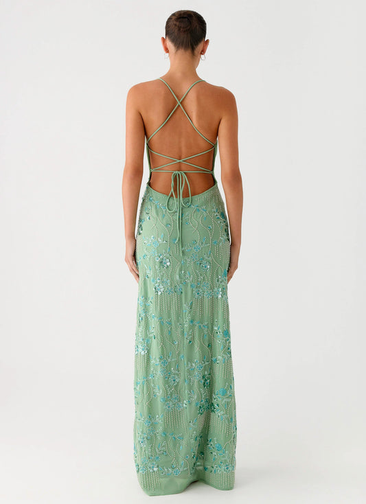 Vietta Sequin Cami Maxi Dress - Mint