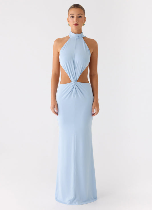 Warning Signs Maxi Dress - Blue