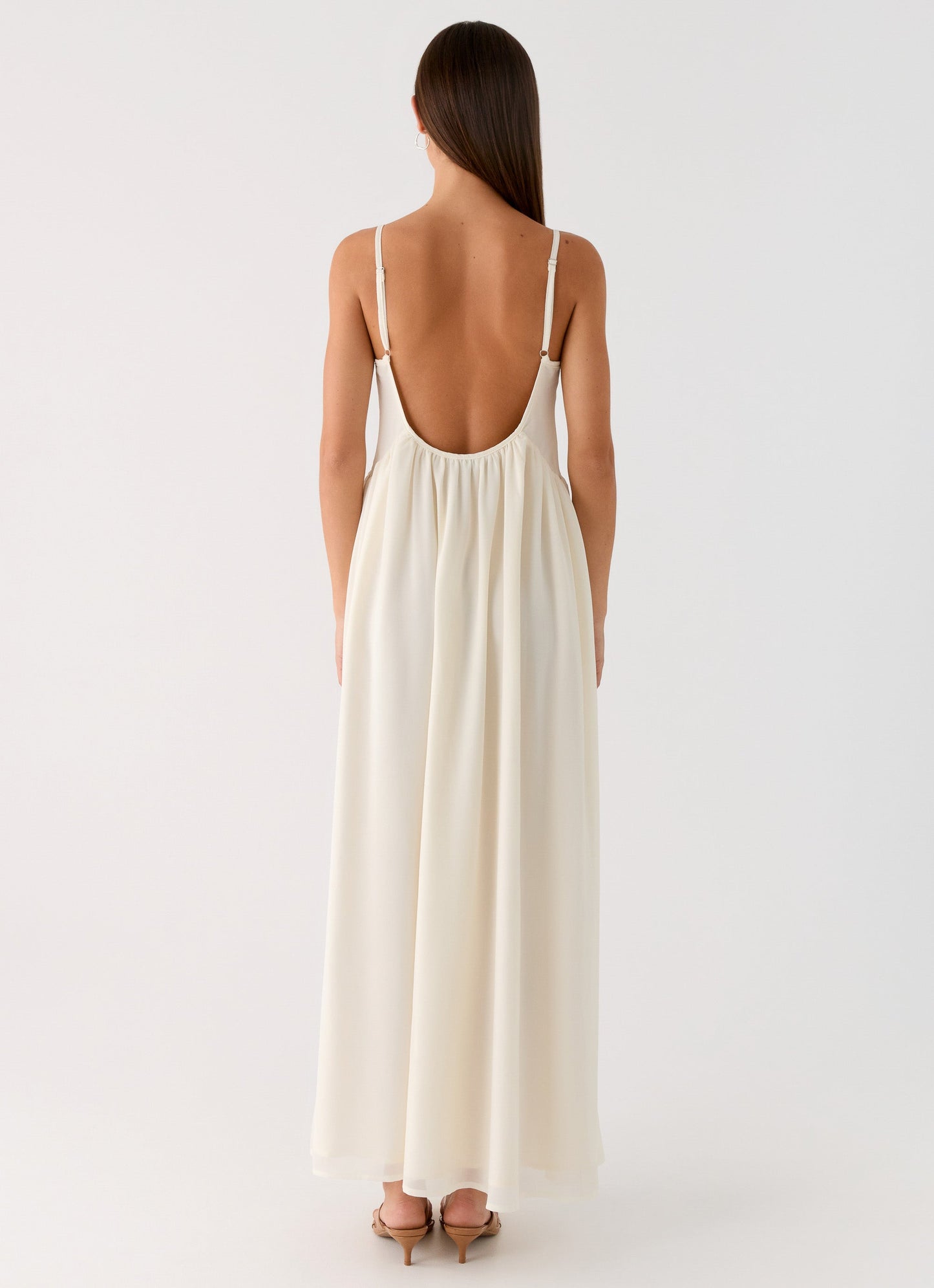 Whisperlight Chiffon Scooped Neck Maxi Dress - White