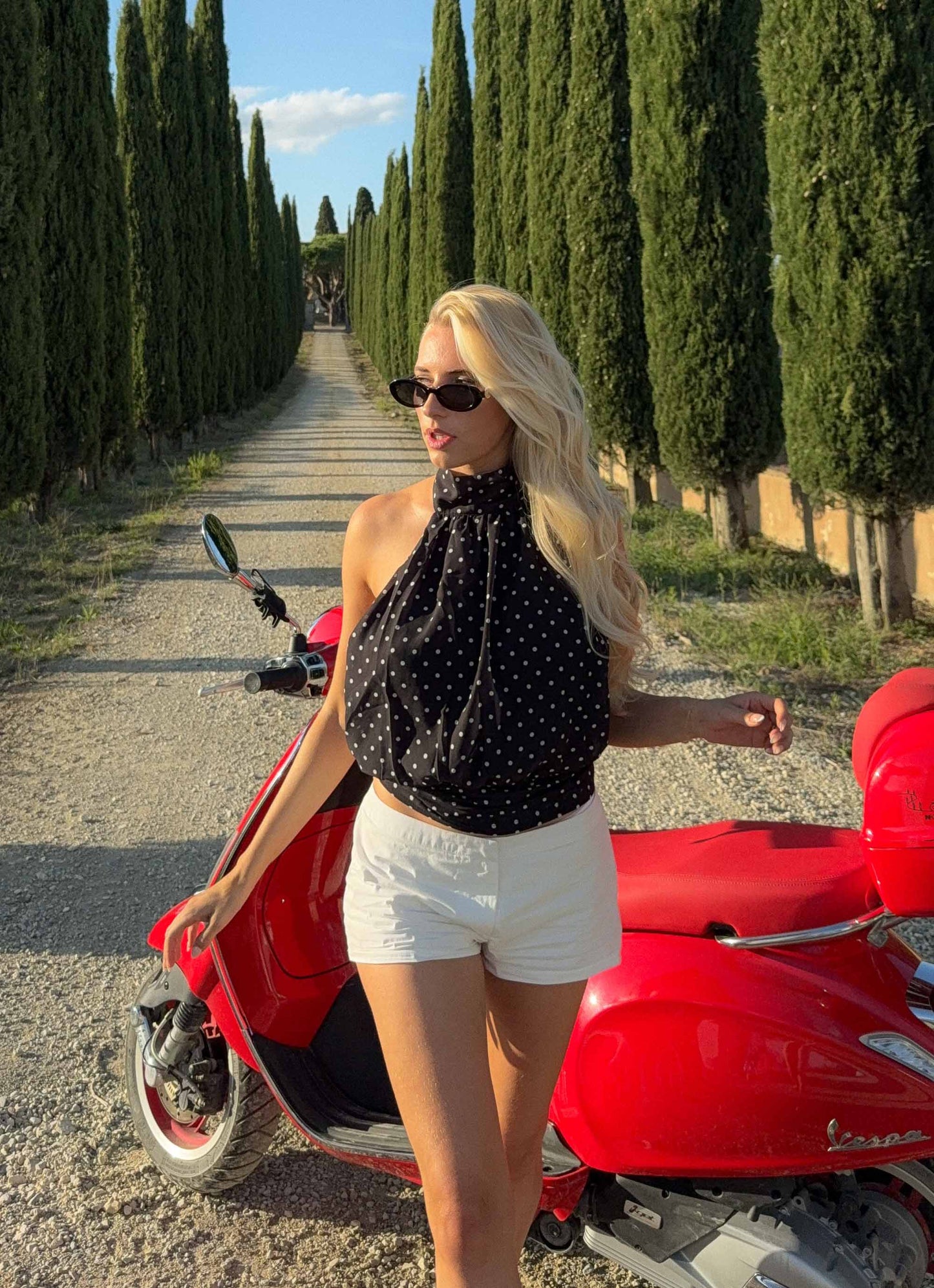 Willow Chiffon Top - Black Polkadot