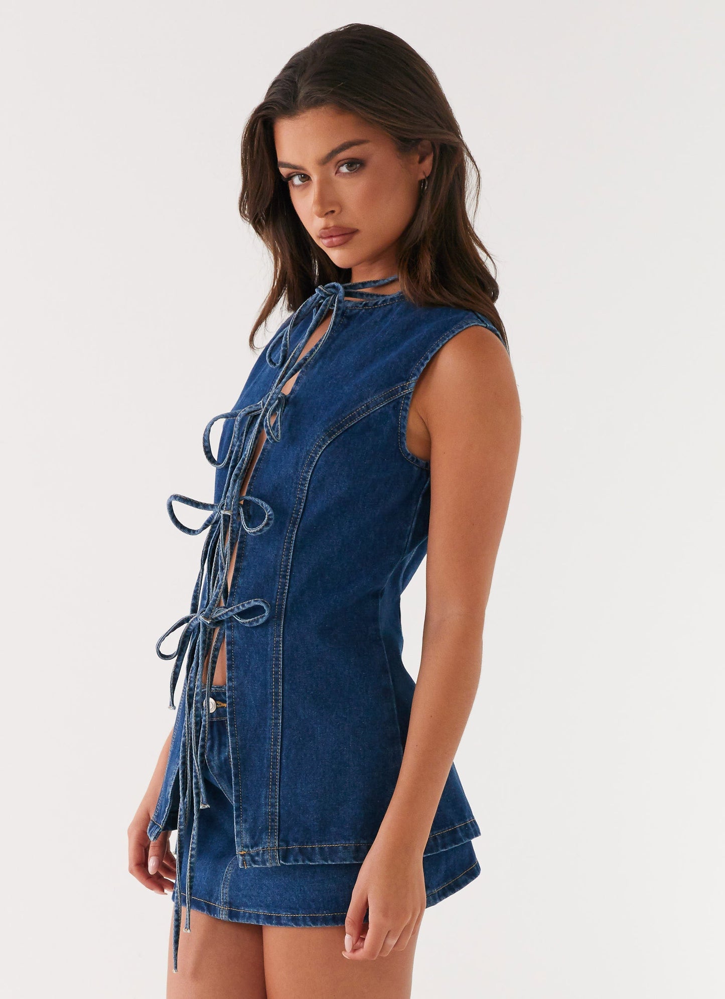 Wish You Luck Denim Top - Dark Blue