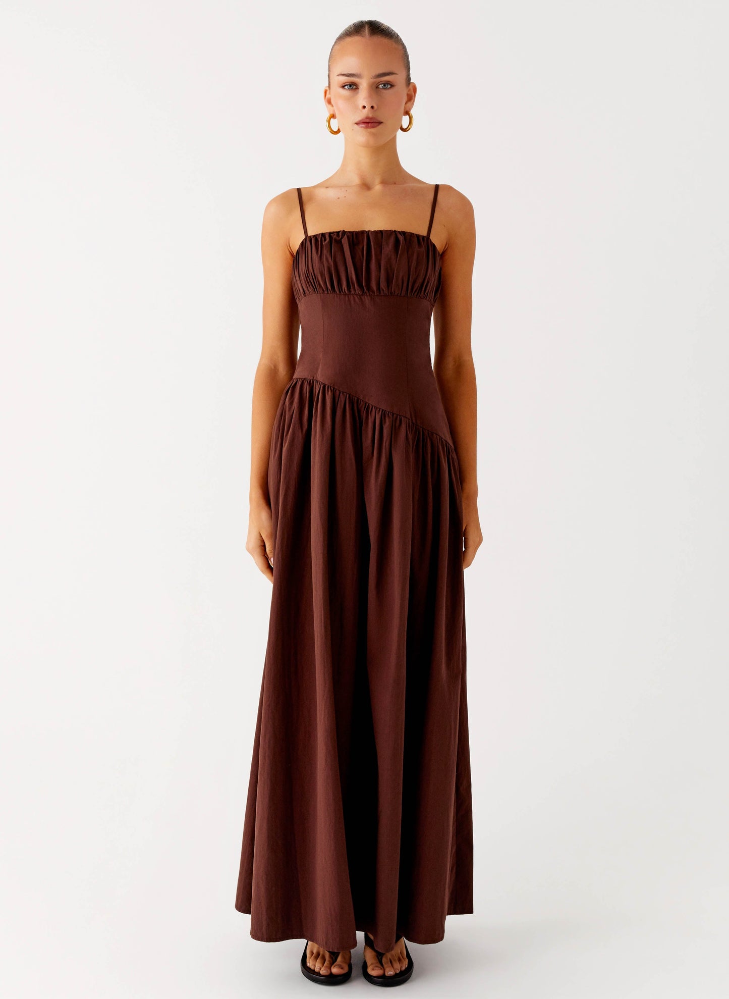 Yuna Drop Waist Maxi Dress - Chocolate