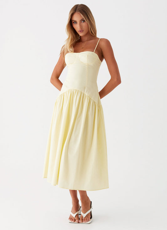 Yvette Corset Midi Dress - Yellow