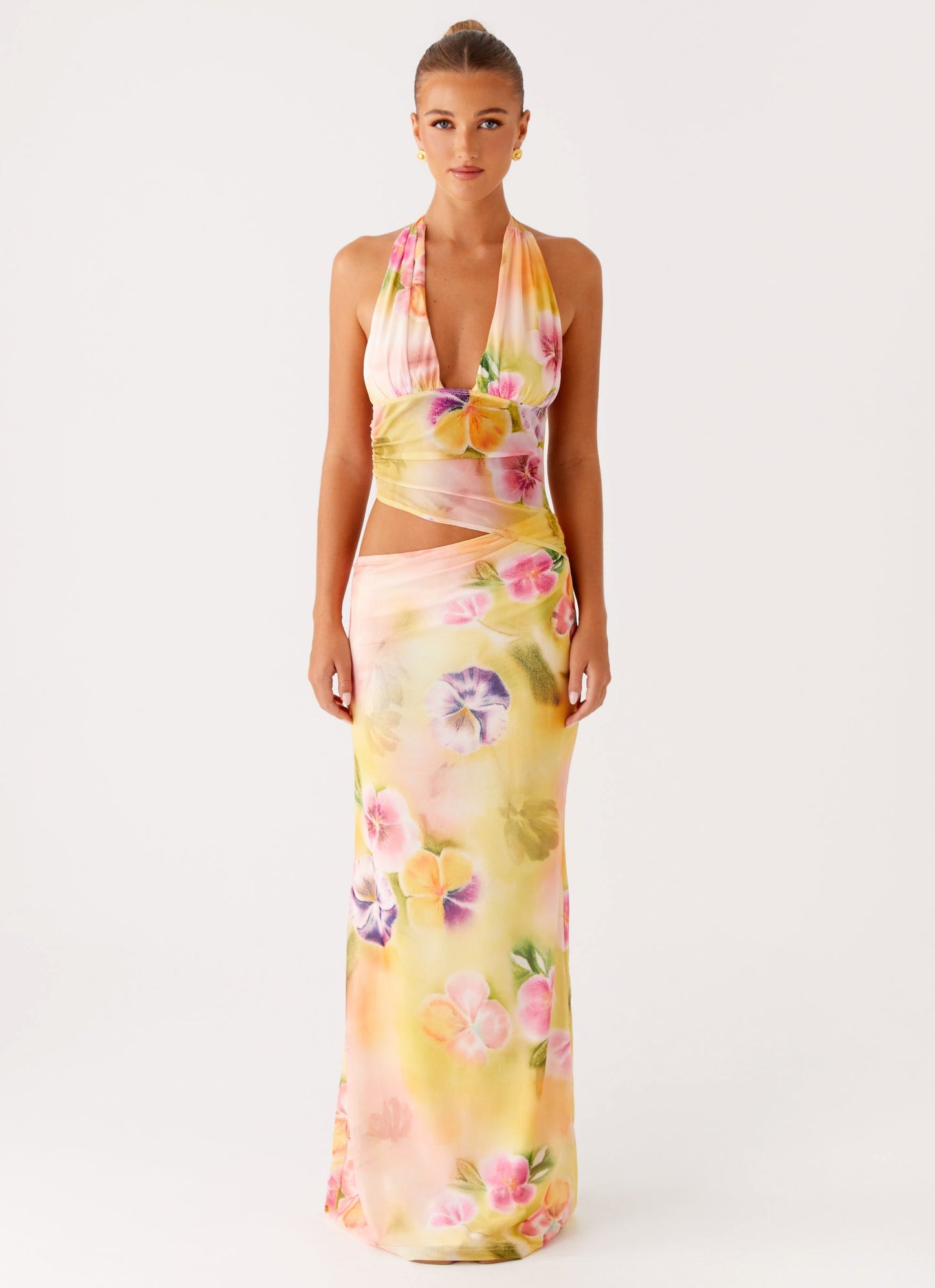 Main Act Halter Maxi Dress - Sunburst Floral