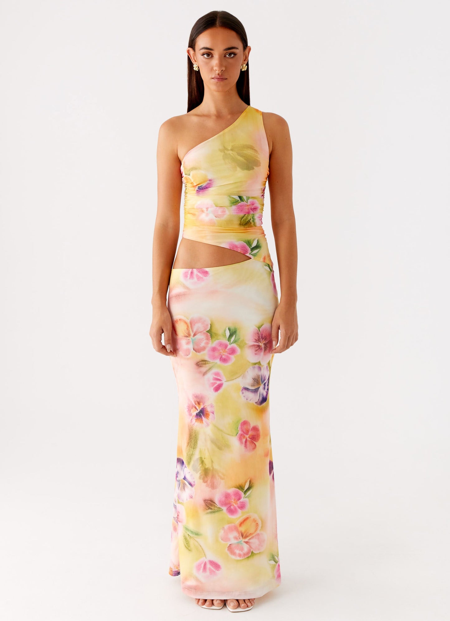 Seranella One Shoulder Maxi Dress - Sunburst Floral