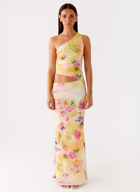 Seranella One Shoulder Maxi Dress - Sunburst Floral