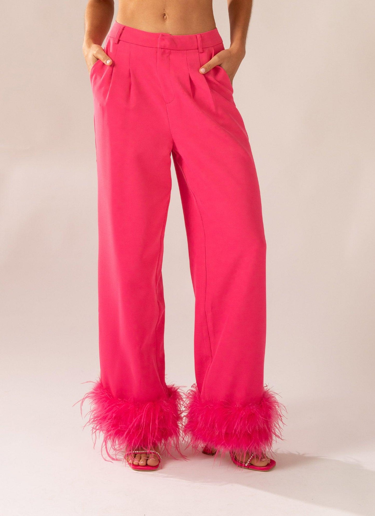 Shake It Off Feather Pants - Magenta